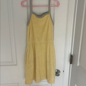 Hanna Andersson Yellow Terry Dress with Rainbow Trim